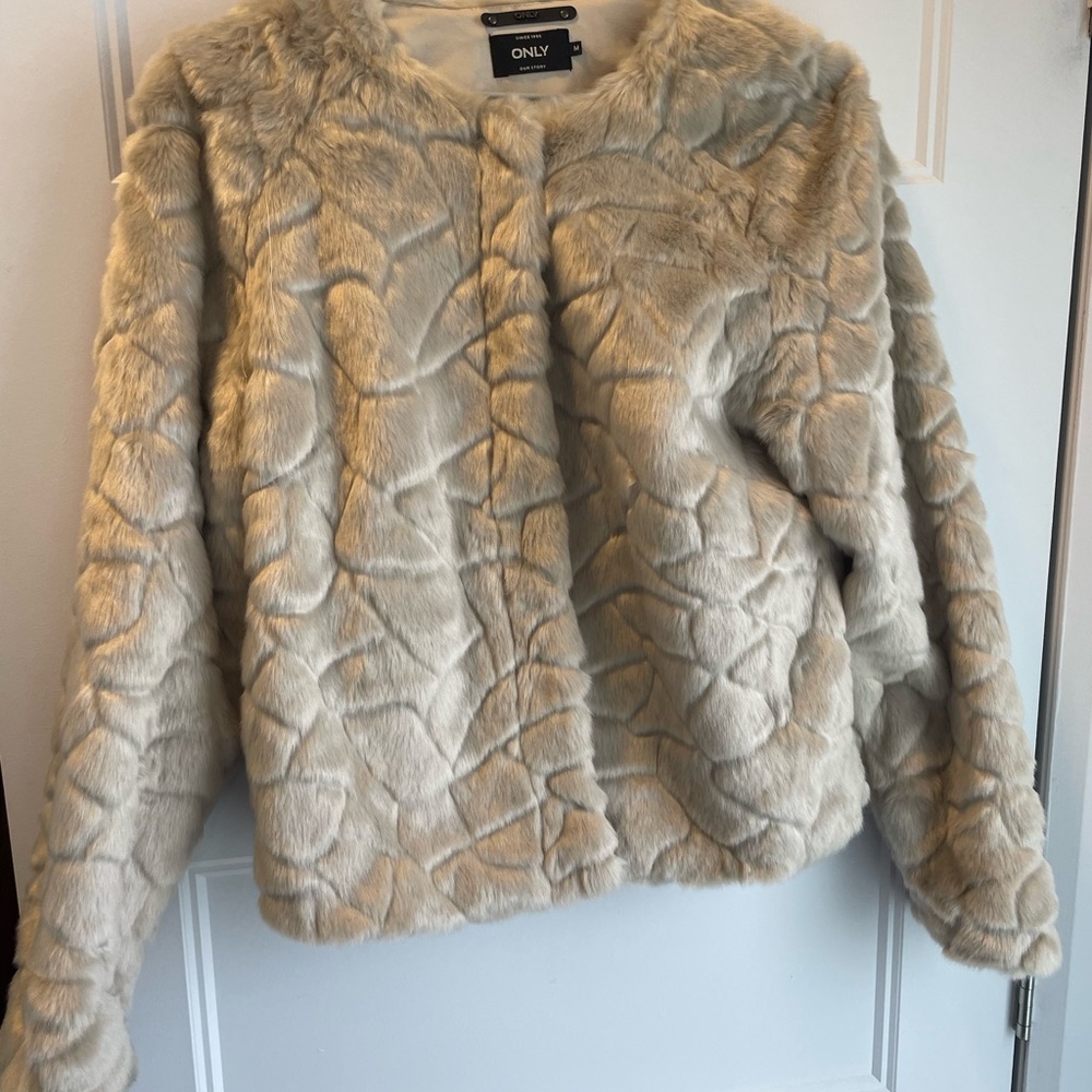 Only Cream Teddy Jacket Plush Faux Fur